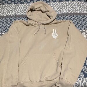 Men's Tan Hoodie Sweater with Peace Sign